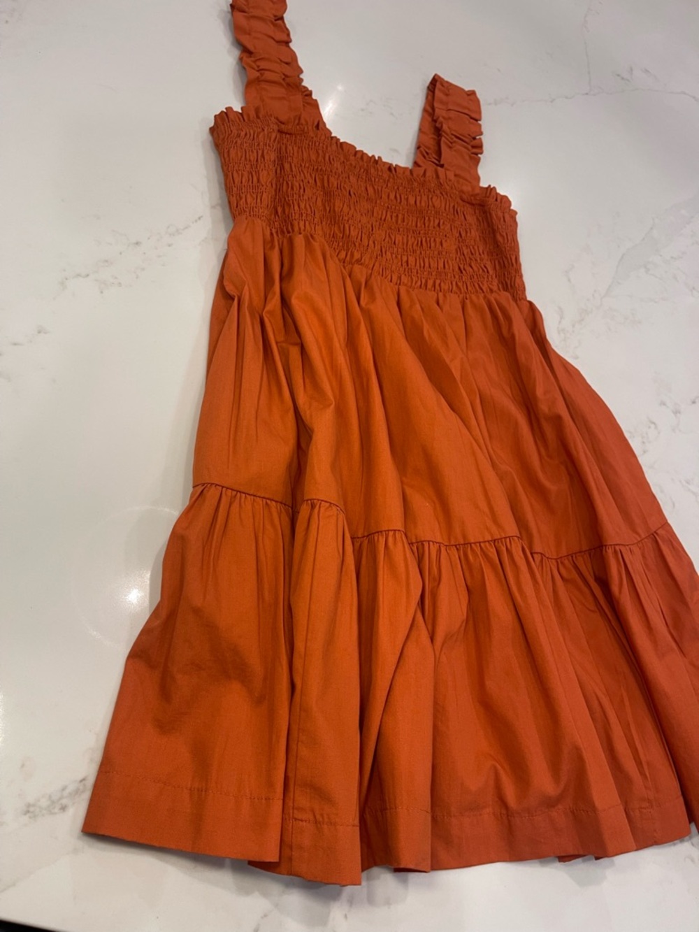 Worn Once! Abercrombie & Fitch Women’s Ruffled Strap Tiered Dress -Burnt Orange - Picture 6 of 13